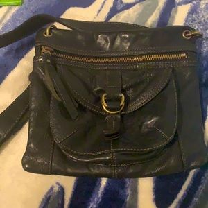 Fossil leather crossbody purse with brass